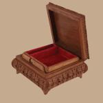 Carved Walnut Wood Jeweler Box