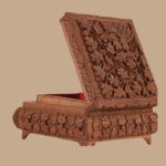 Carved Walnut Wood Jeweler Box